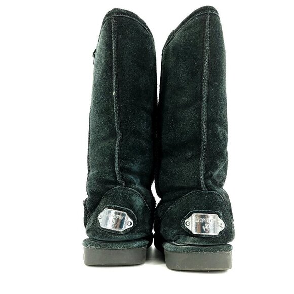 Bearpaw Women's 6 Suede Black Slip-On Modern Winter Boots Sheepskin Lined - Picture 4 of 11